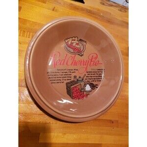 RED CHERRY 11" PIE DEEP DISH SERVER KEEPER  w/ RECIPE  WELCOME ENT CO EUC